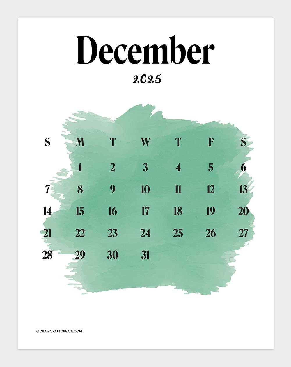 december 2025 calendar printable vertical