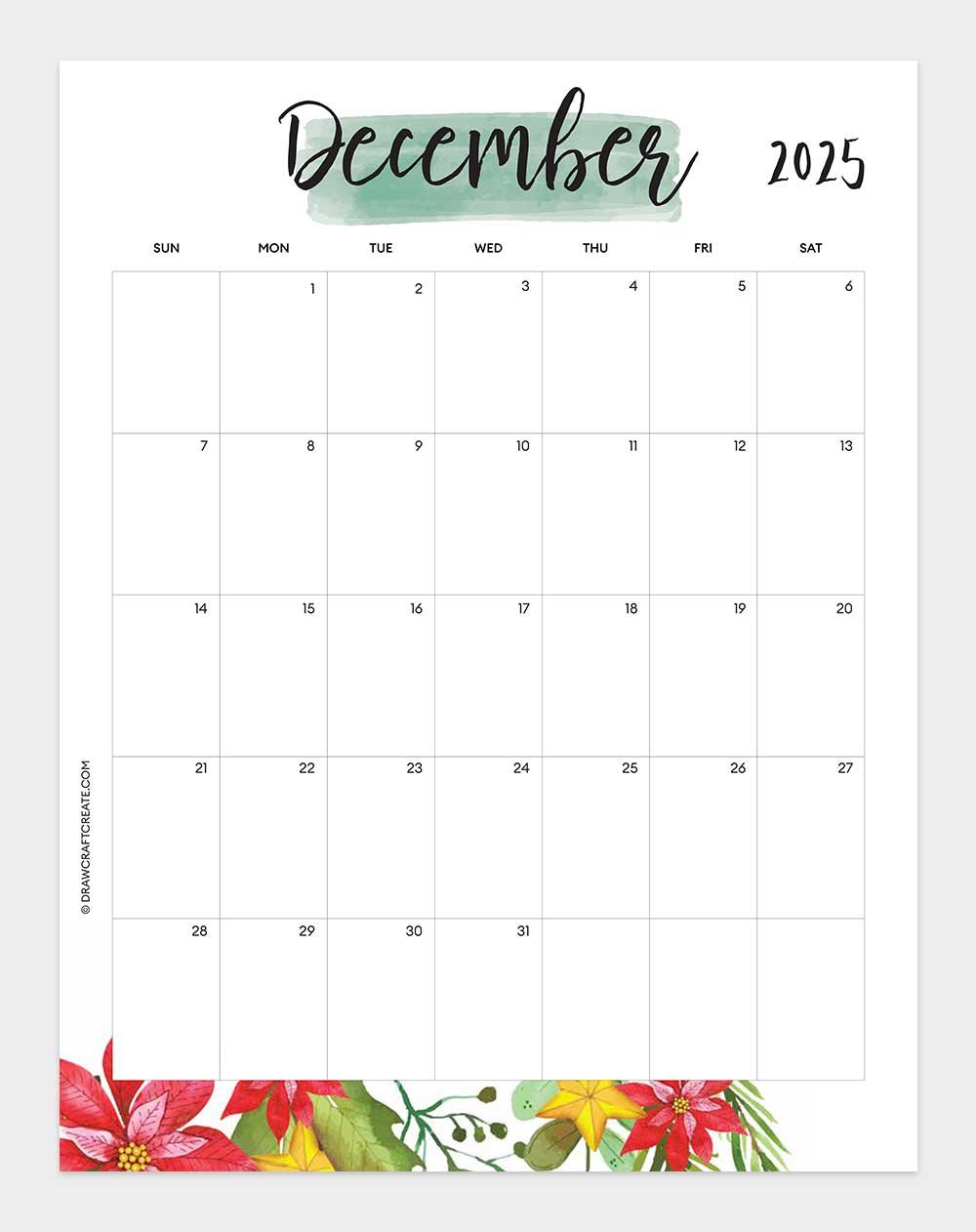 december 2025 calendar printable vertical