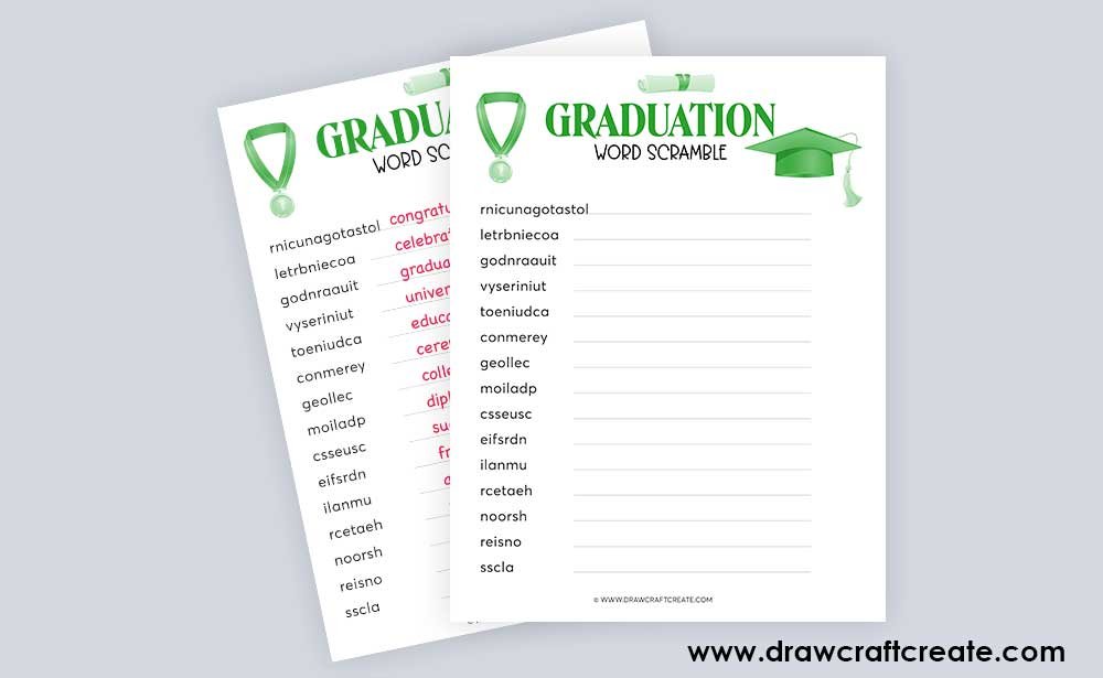 graduation word scramble answer sheet