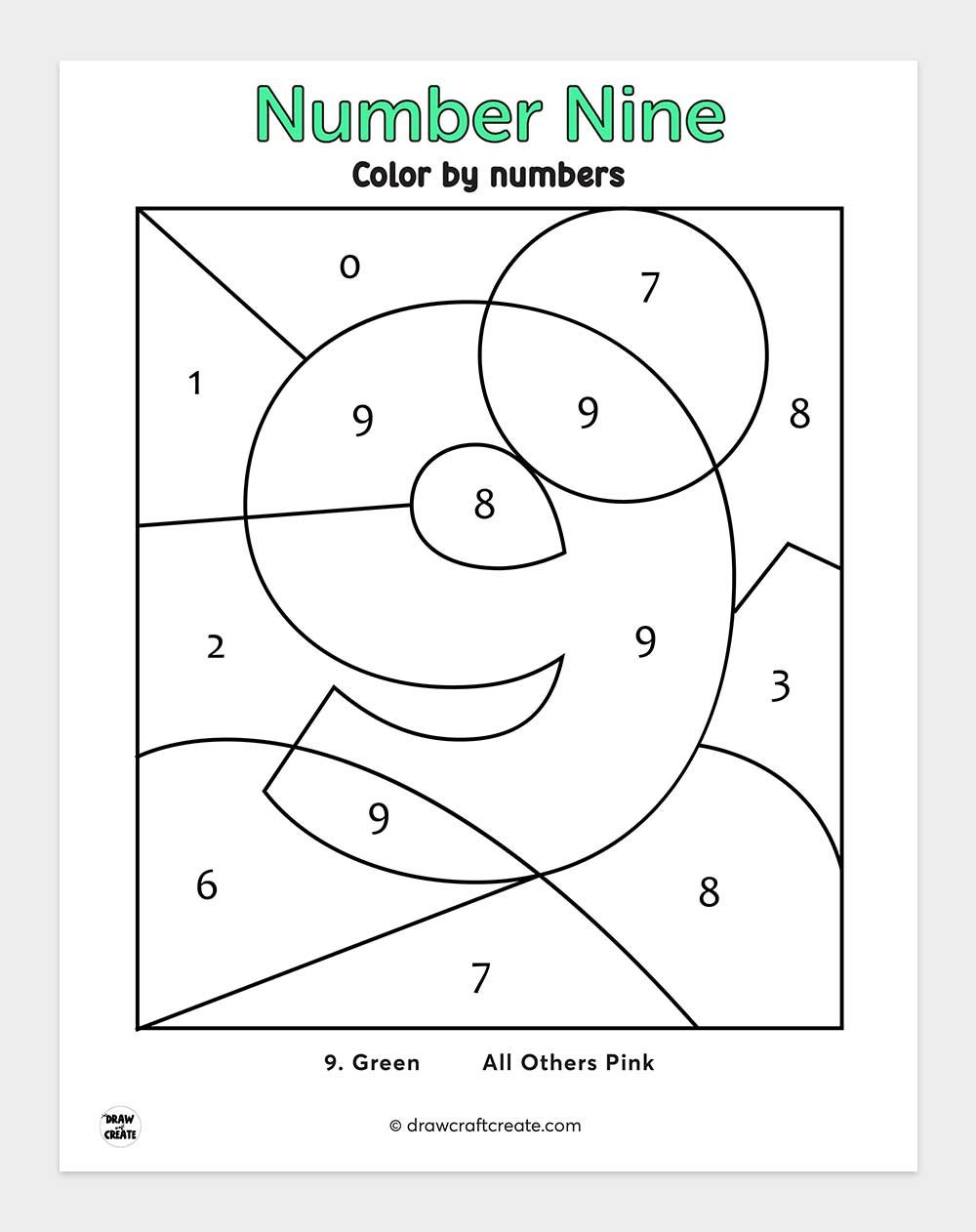 nine color by number