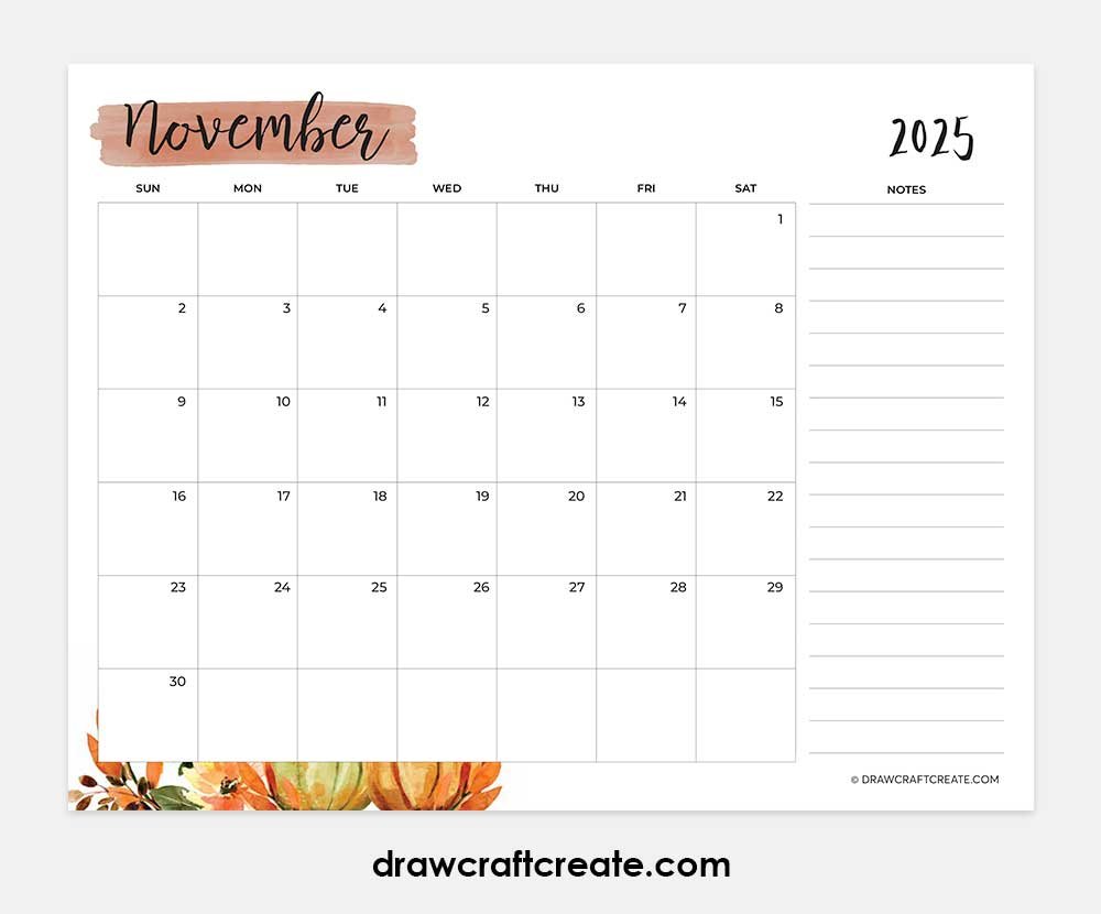 november 2025 calendar horizontal
