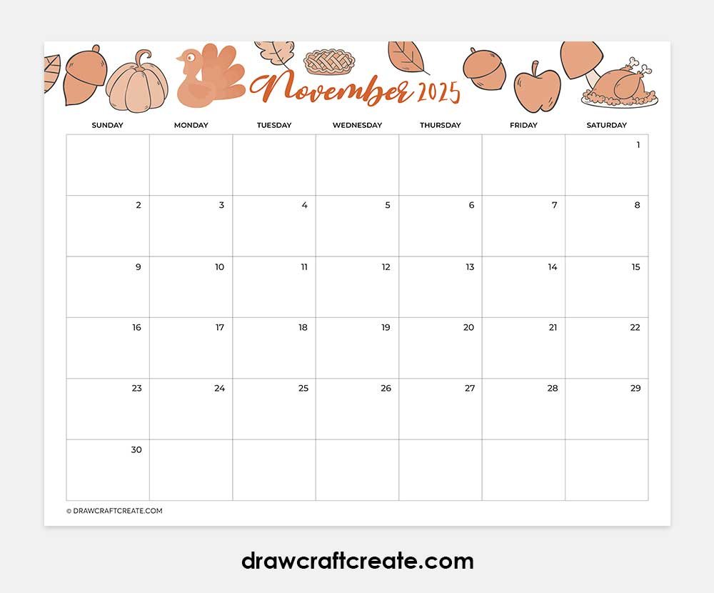 november 2025 calendar horizontal