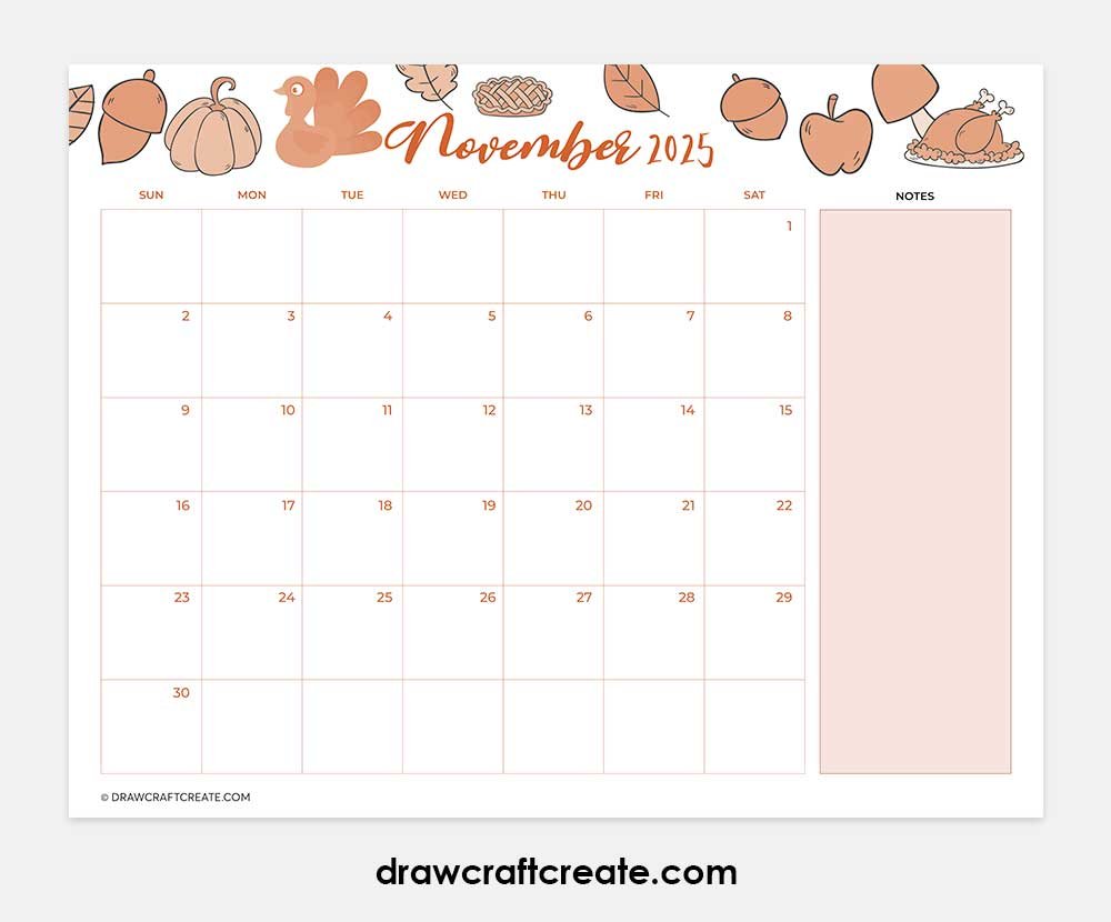 november 2025 calendar horizontal