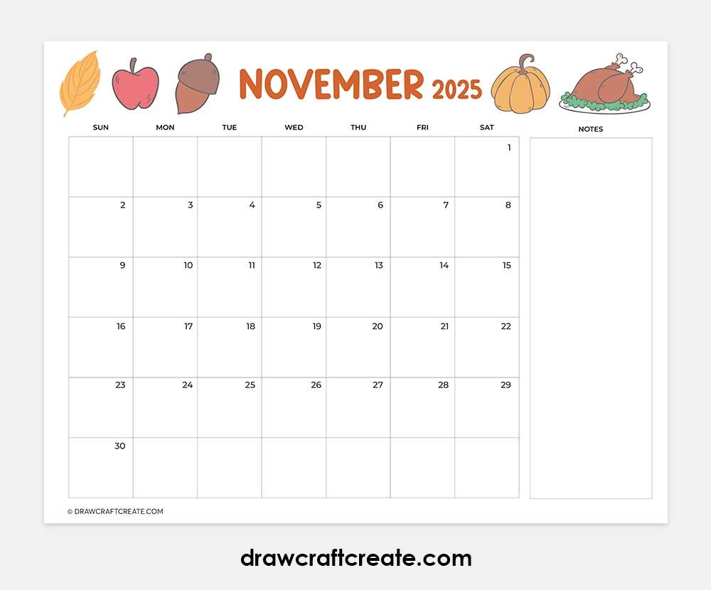 november 2025 calendar horizontal