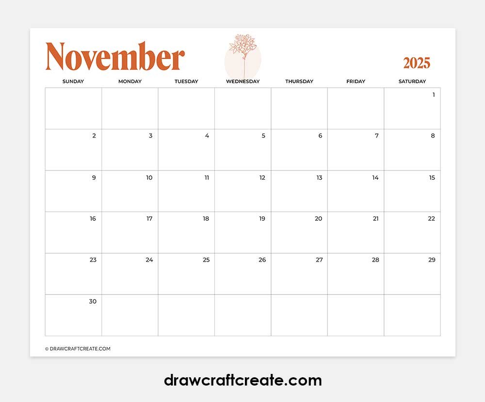 november 2025 calendar horizontal
