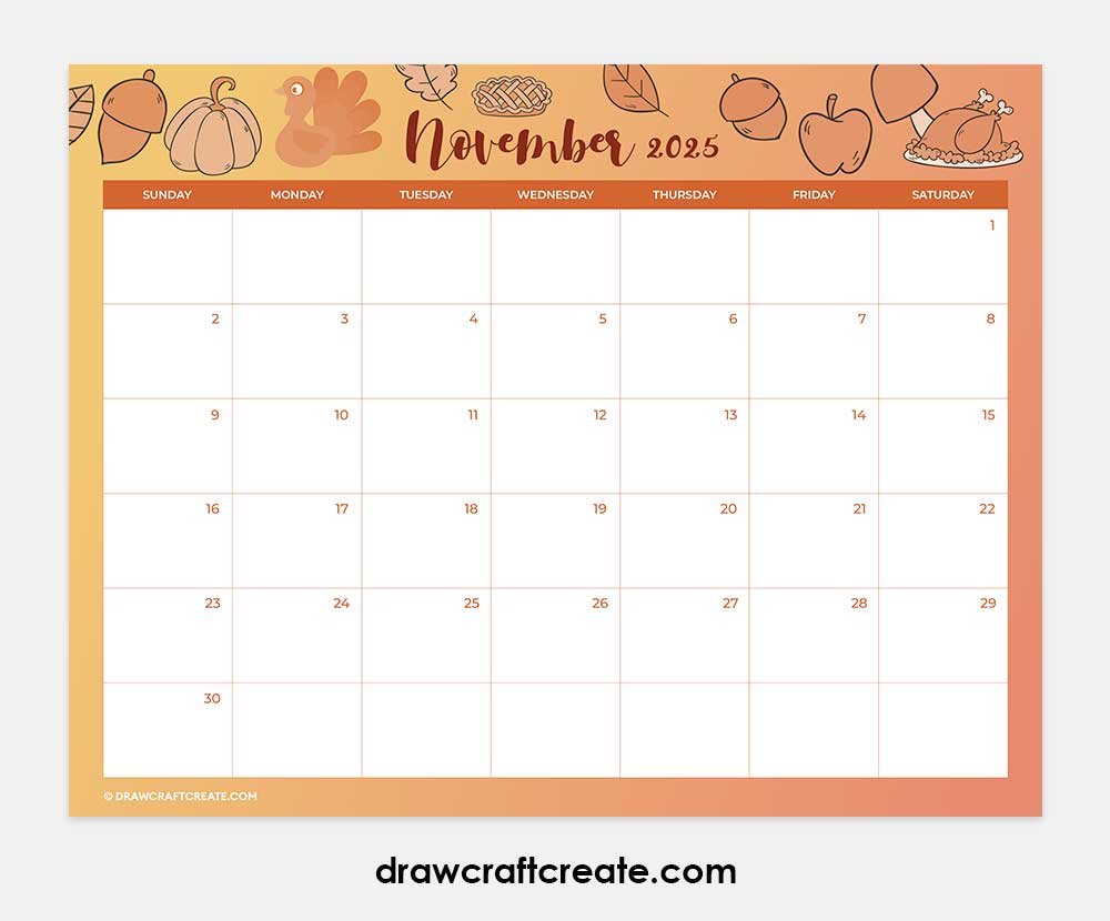 november 2025 calendar horizontal