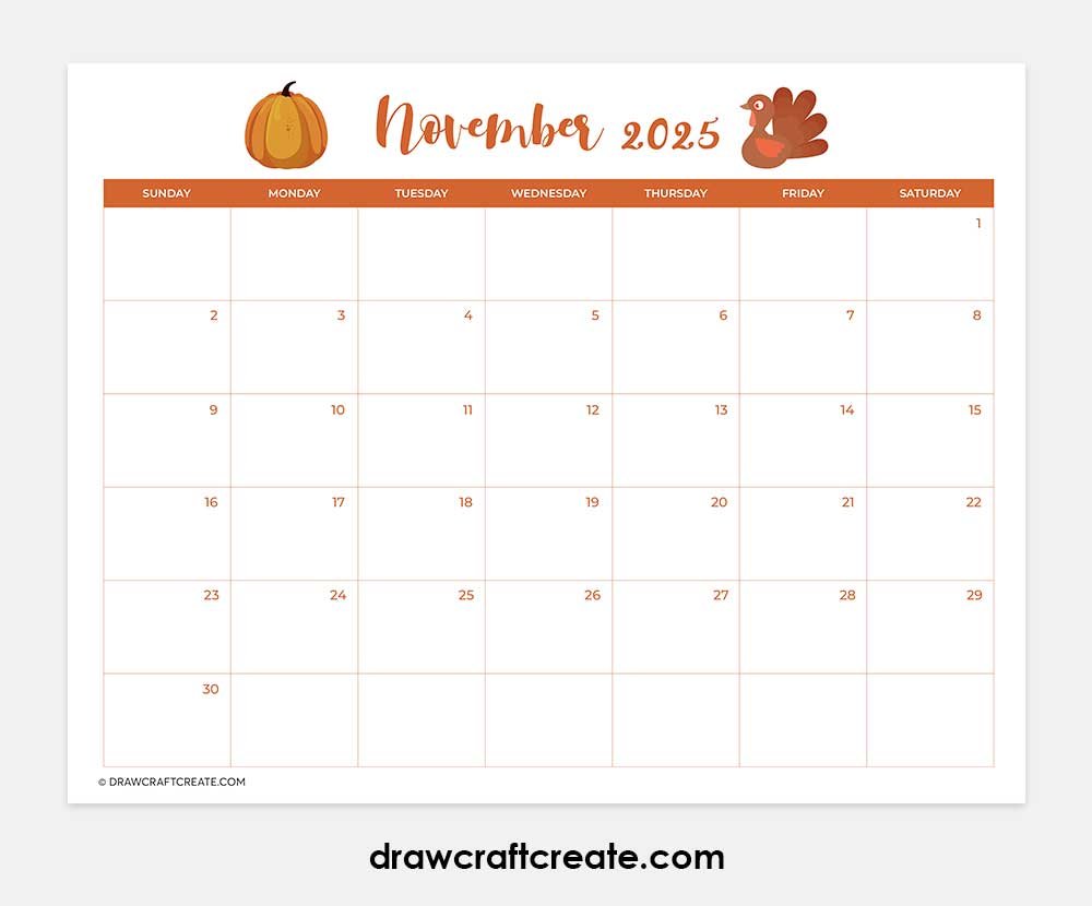 november 2025 calendar horizontal