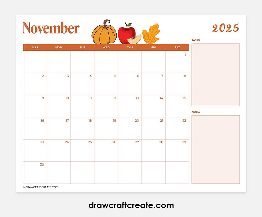 november 2025 calendar horizontal