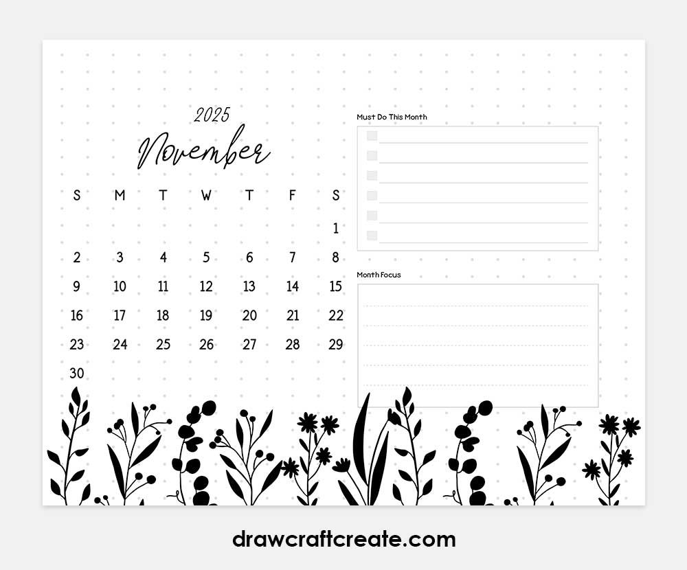 november 2025 calendar horizontal
