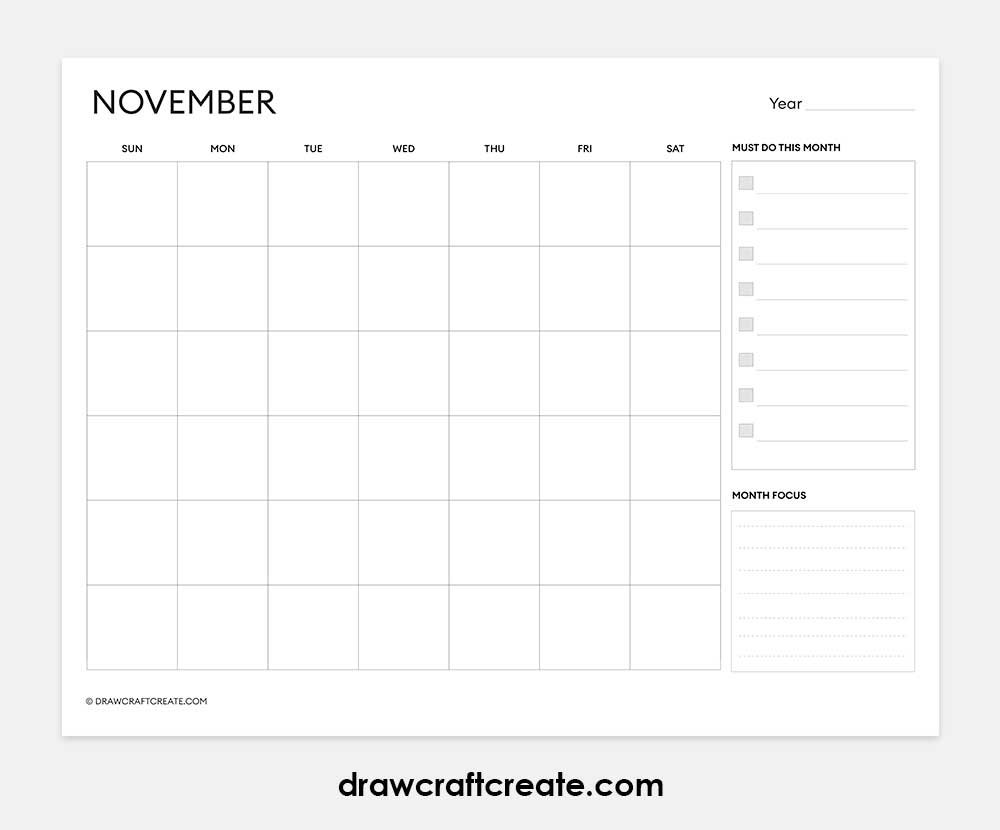 november 2025 calendar horizontal