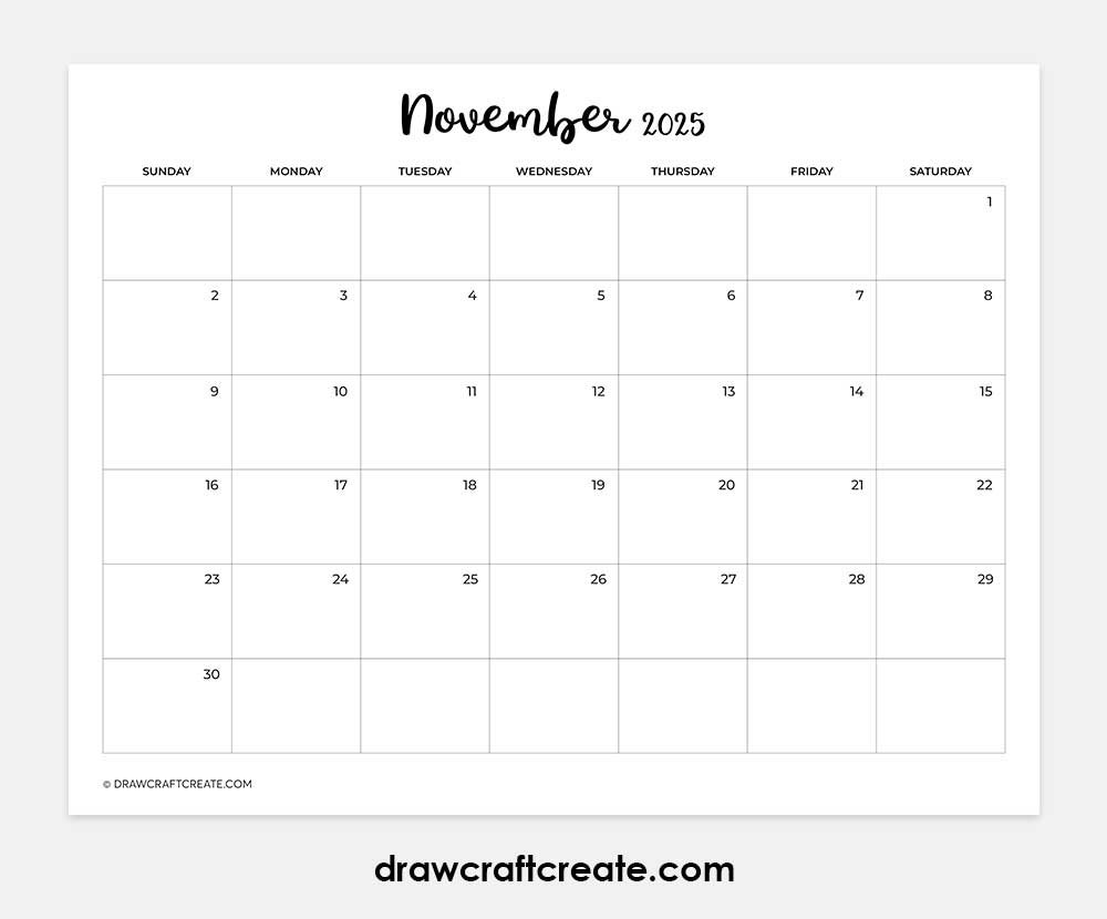 november 2025 calendar horizontal
