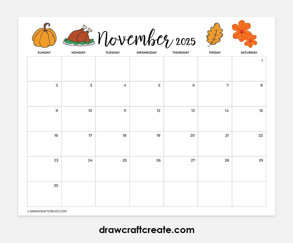 november 2025 calendar horizontal