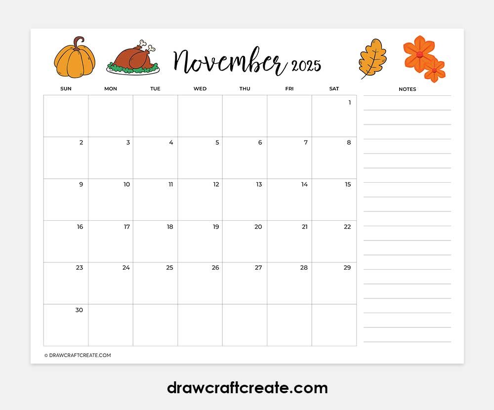 november 2025 calendar horizontal