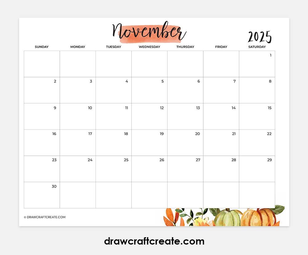 november 2025 calendar horizontal