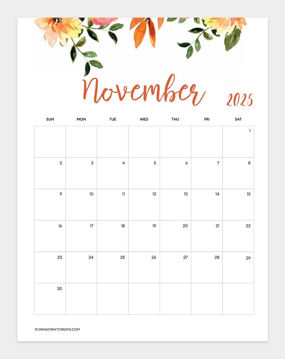 november 2025 calendar vertical
