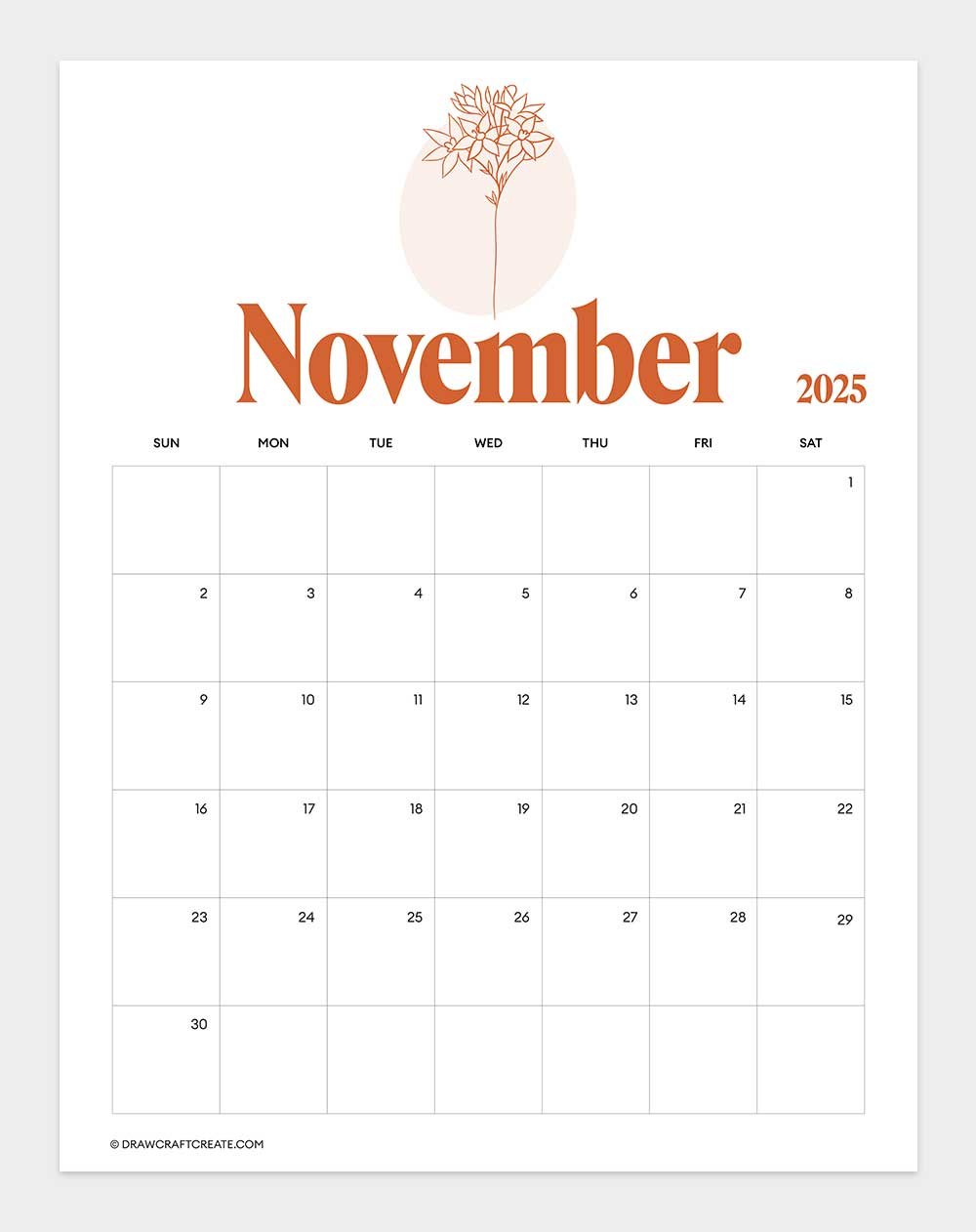 november 2025 calendar vertical