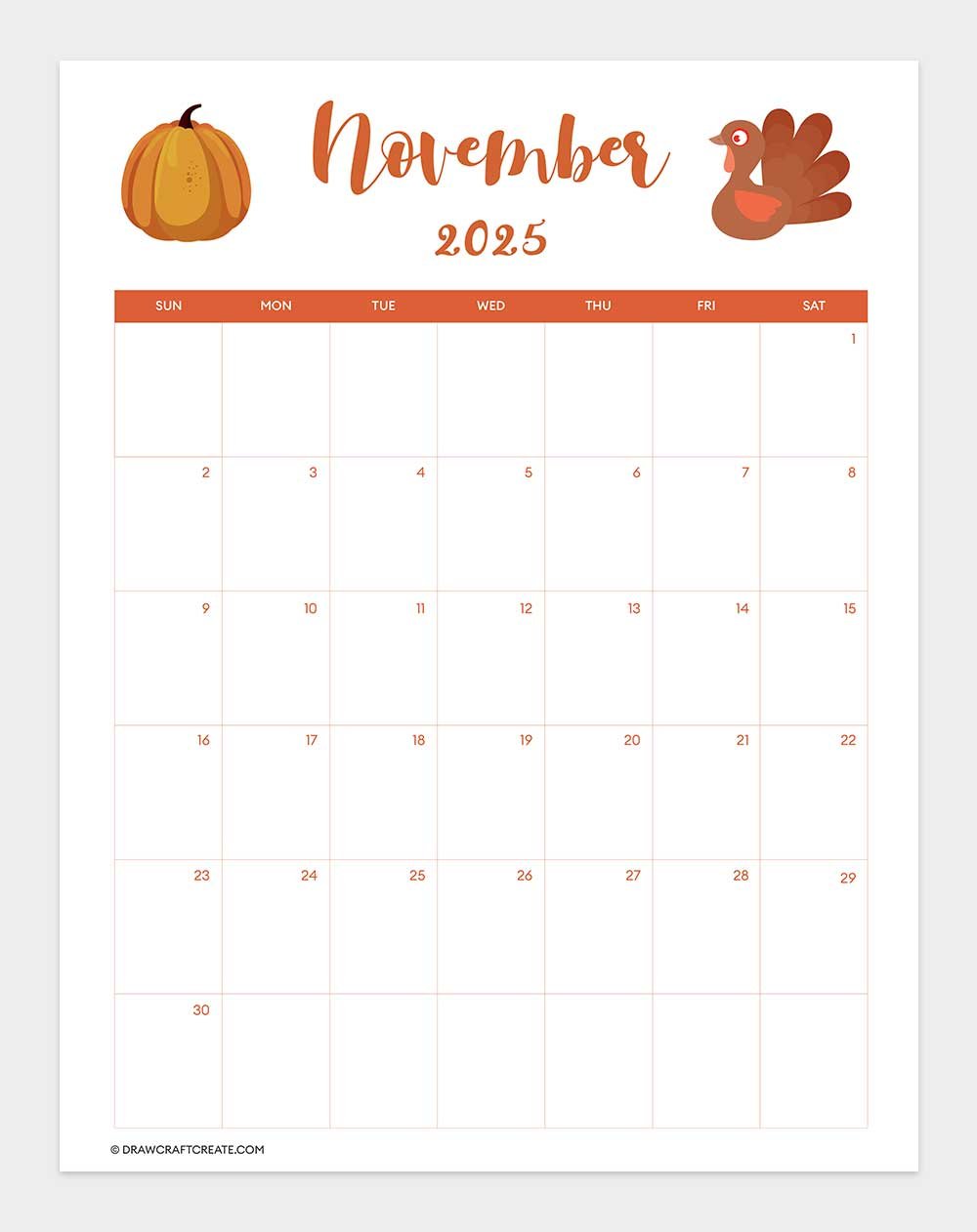 november 2025 calendar vertical