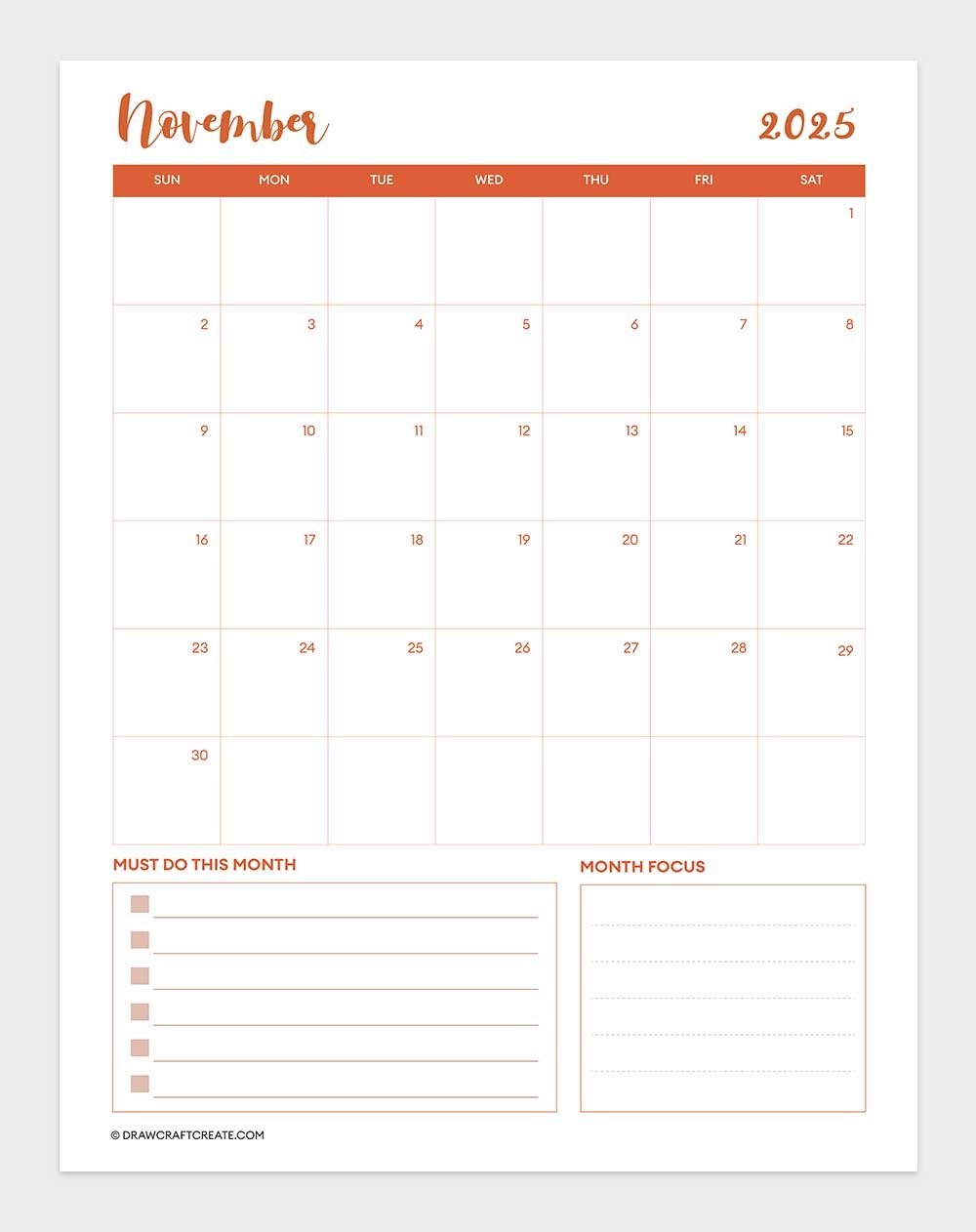 november 2025 calendar vertical