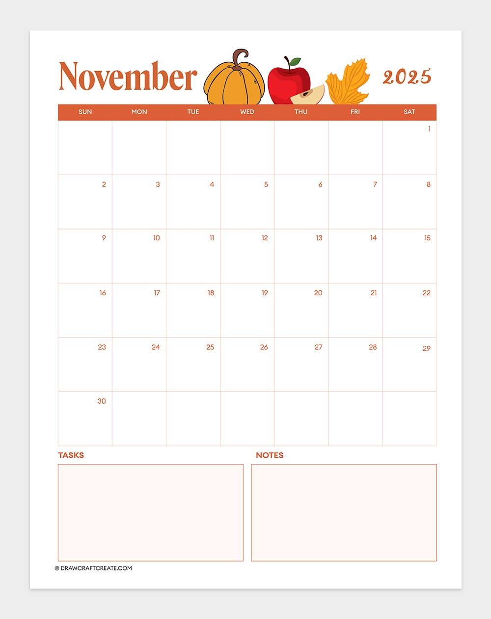 november 2025 calendar vertical