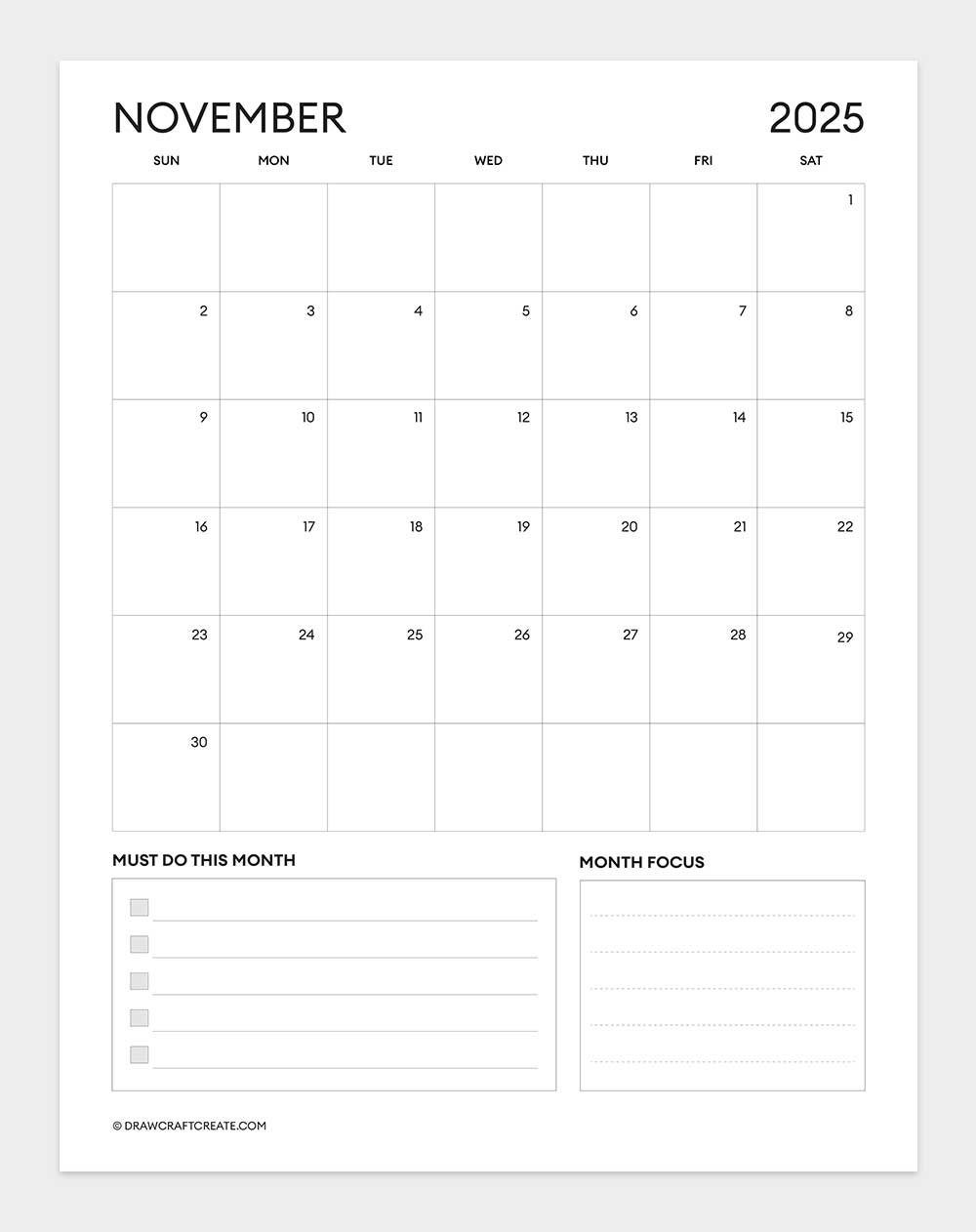 november 2025 calendar vertical