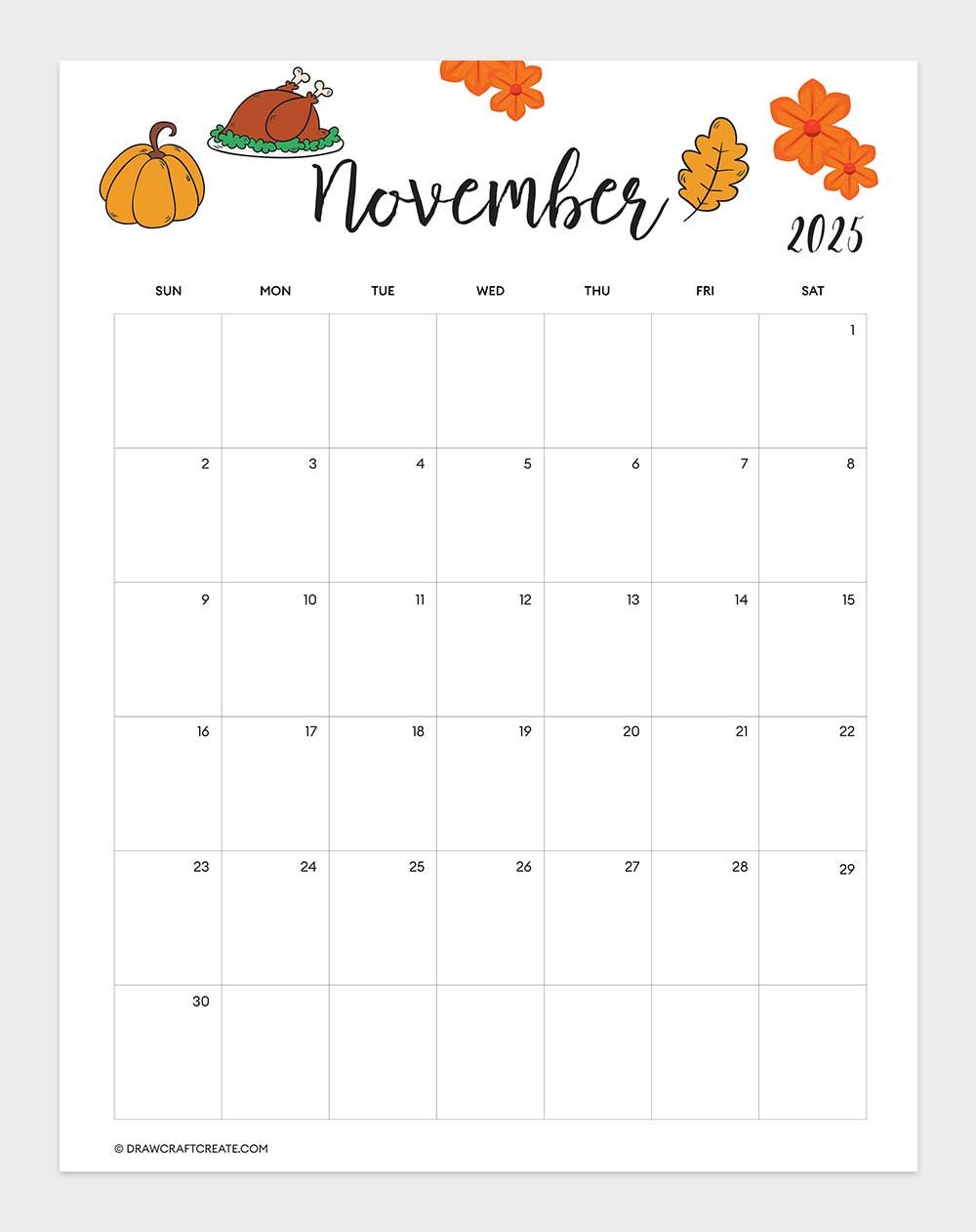 november 2025 calendar vertical