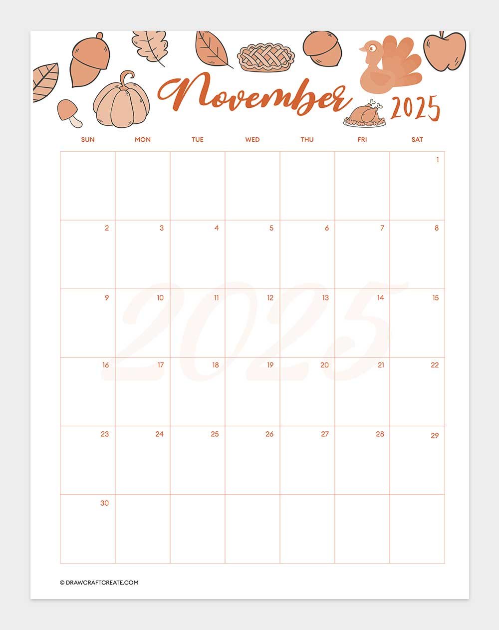 november 2025 calendar vertical