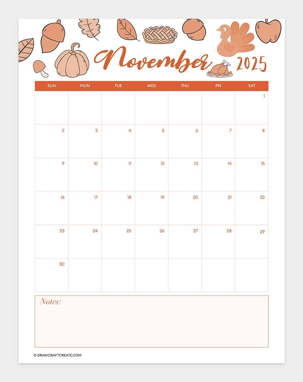 november 2025 calendar vertical