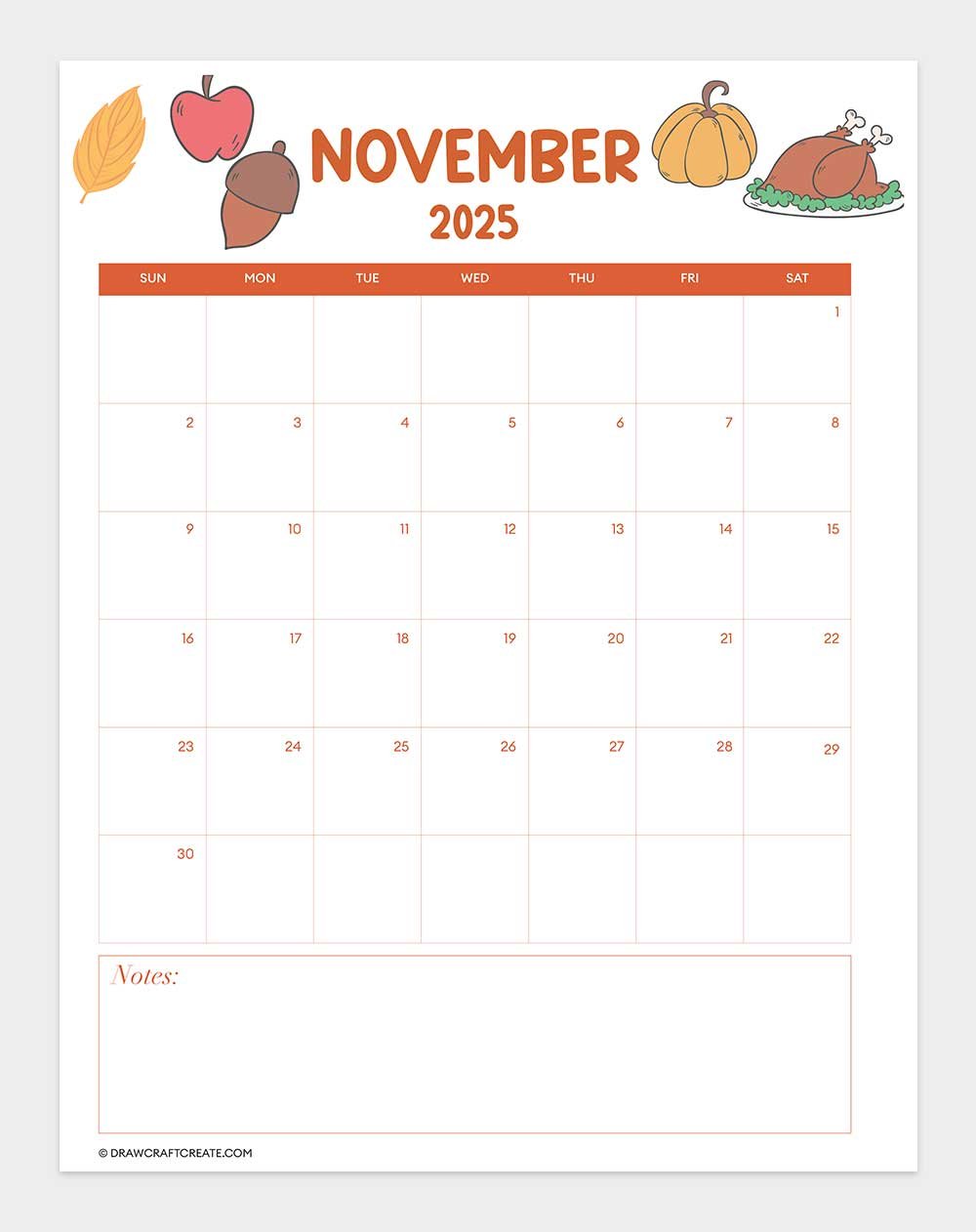 november 2025 calendar vertical