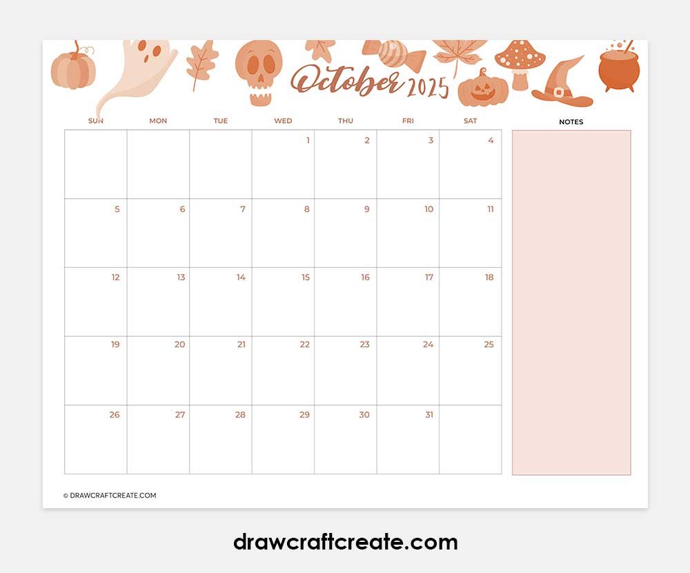 october 2025 calendar printable landscape