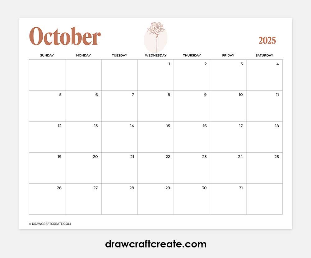 october 2025 calendar printable landscape