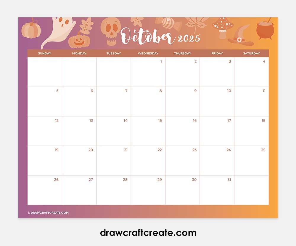 october 2025 calendar printable landscape
