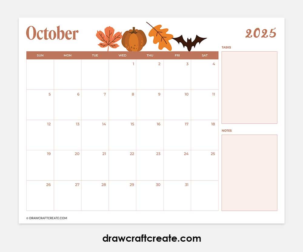 october 2025 calendar printable landscape