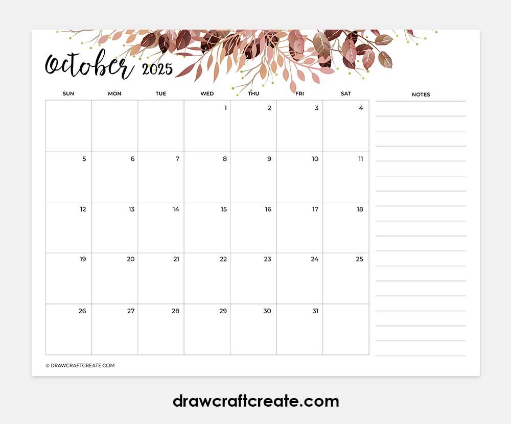 october 2025 calendar printable landscape