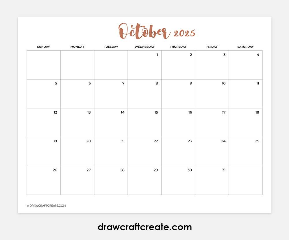 october 2025 calendar printable landscape