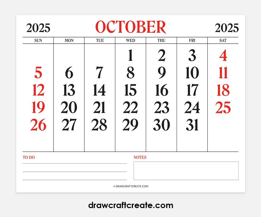 october 2025 calendar printable landscape