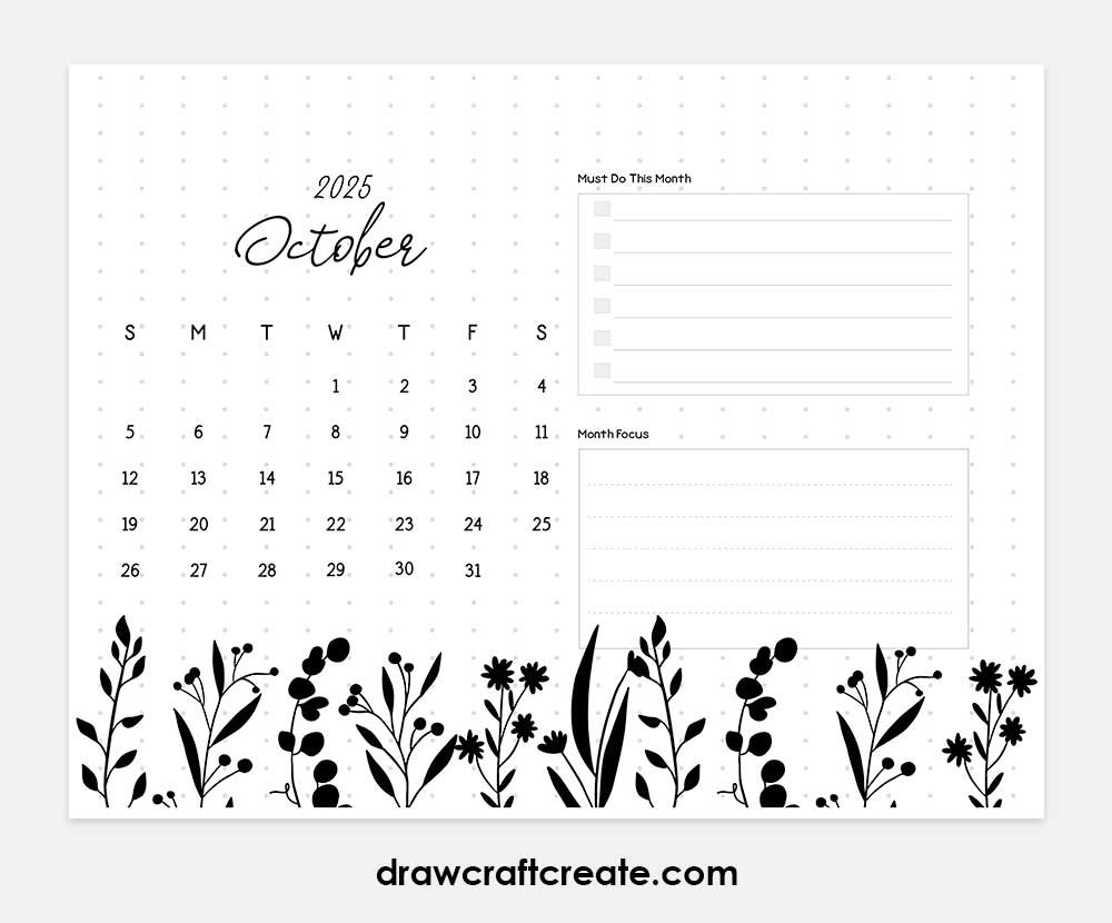 october 2025 calendar printable landscape