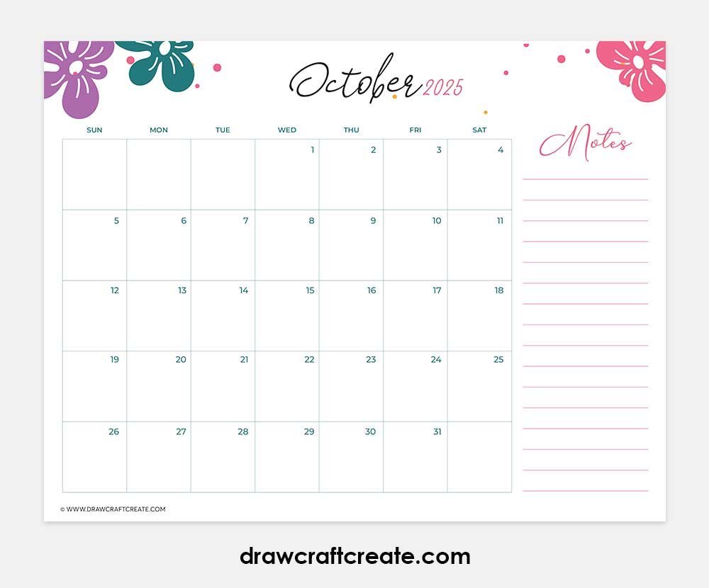 october 2025 calendar printable landscape