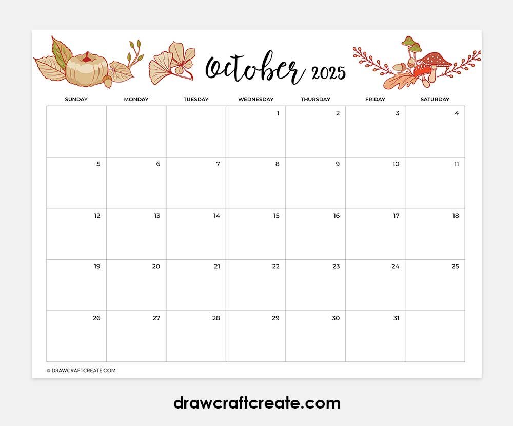 october 2025 calendar printable landscape