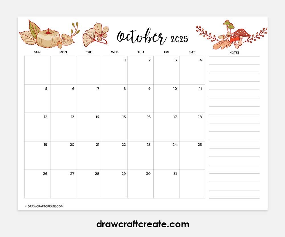 october 2025 calendar printable landscape