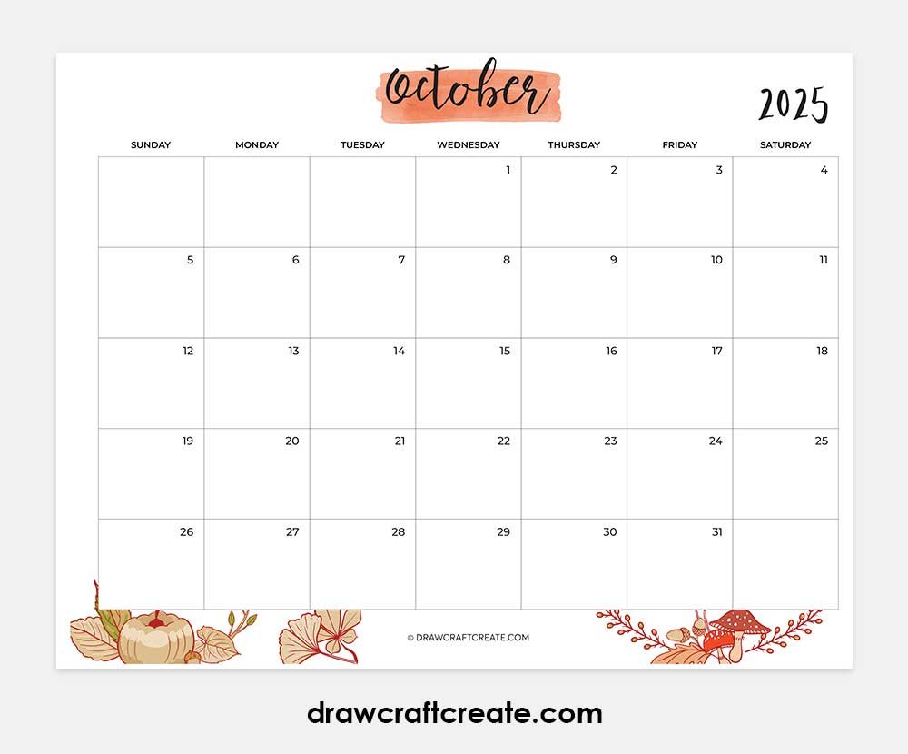 october 2025 calendar printable landscape