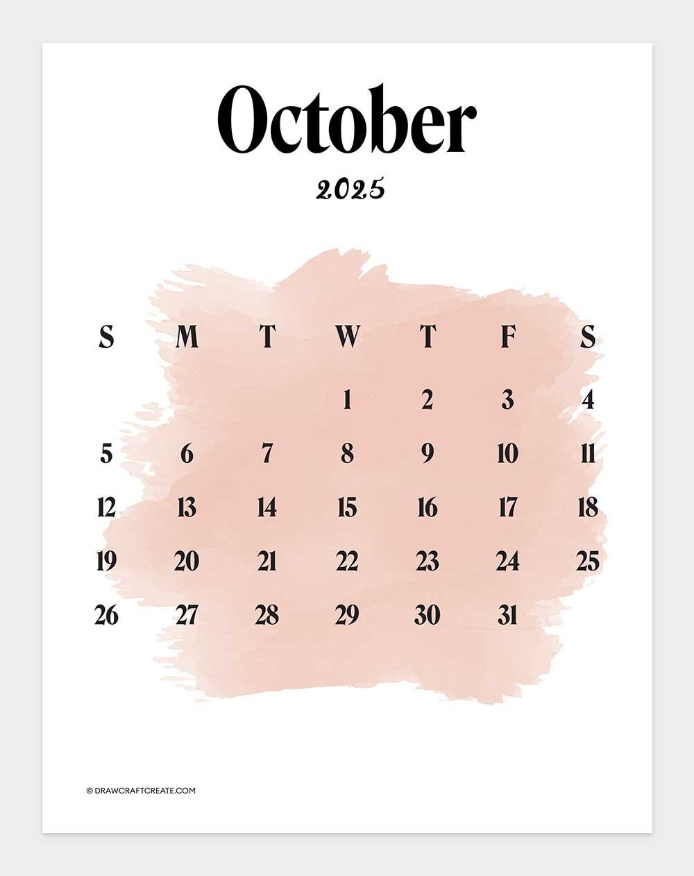 october 2025 calendar printable vertical