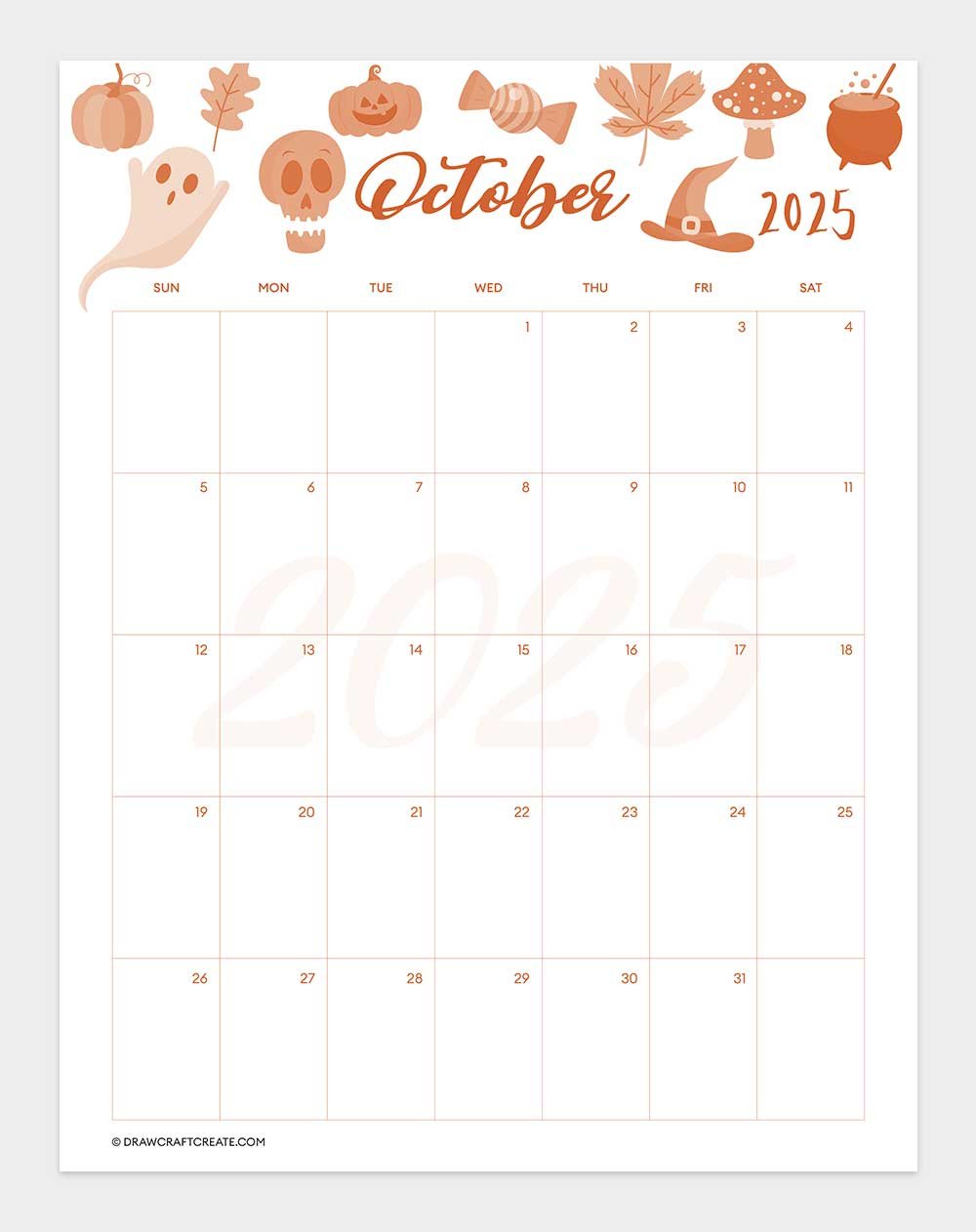 october 2025 calendar printable vertical