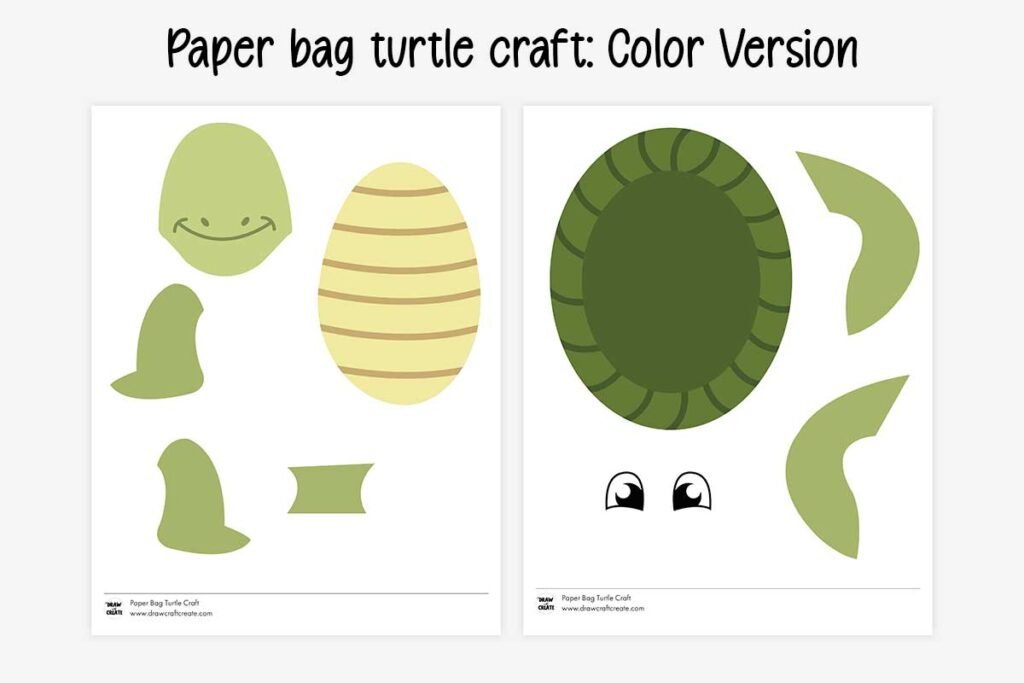 Turtle Paper Bag Puppet Craft For Kids (Free Printable Template) - Draw ...