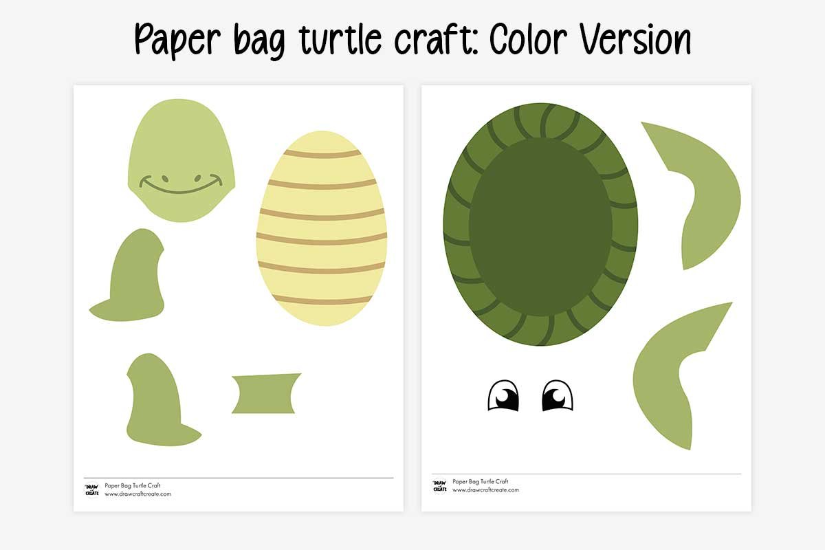 paper bag turtle template color