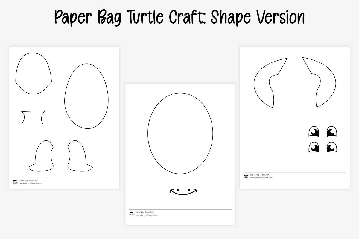 paper bag turtle template line