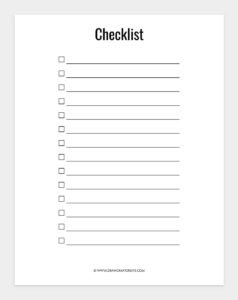 Free Printable Checklist Template (21 Design) - Draw Craft Create