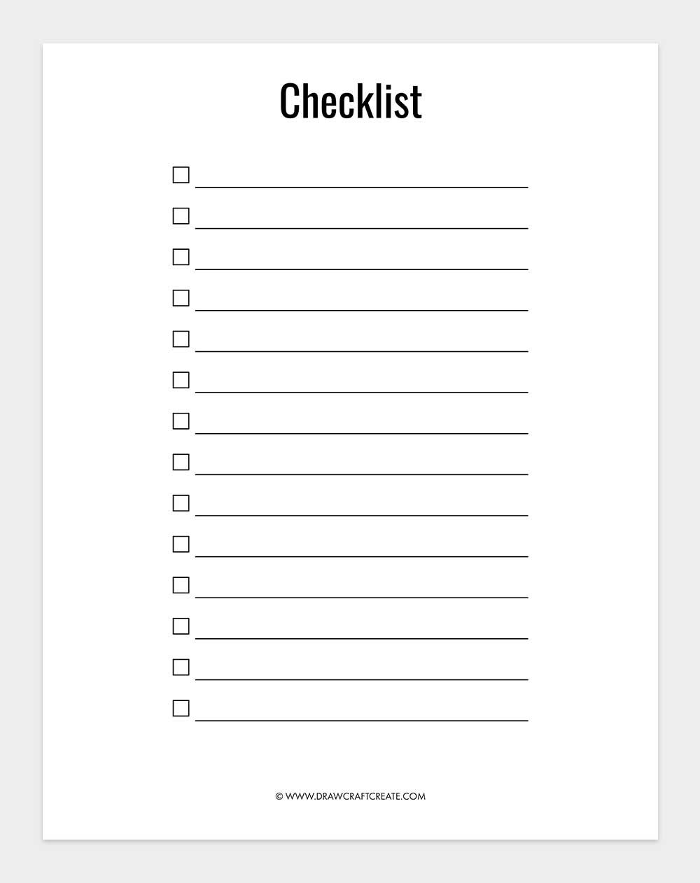 printable checklist template