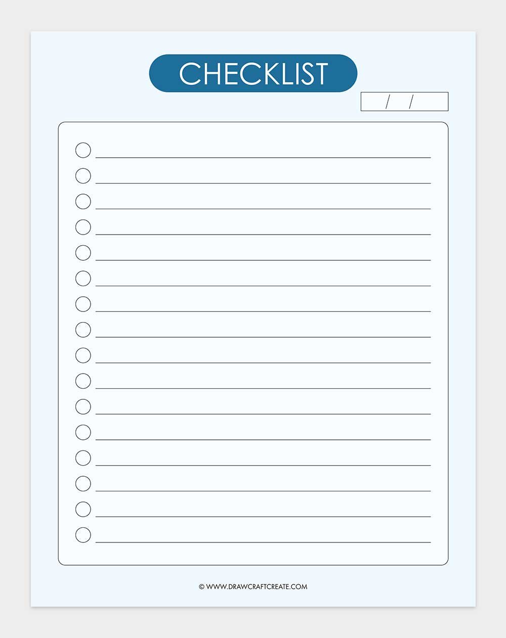 printable checklist template