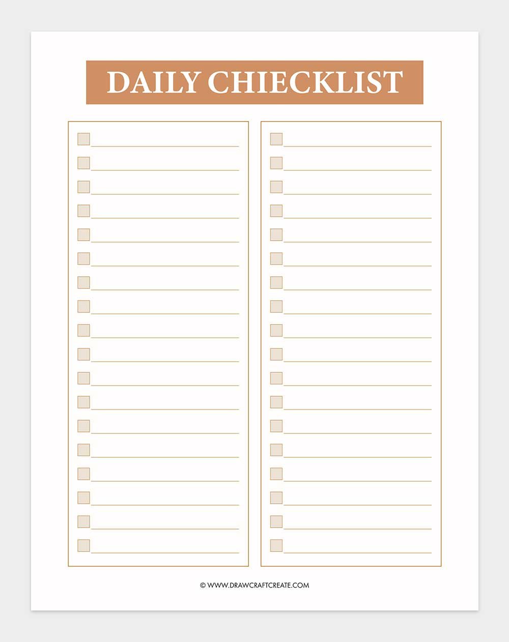 printable checklist template