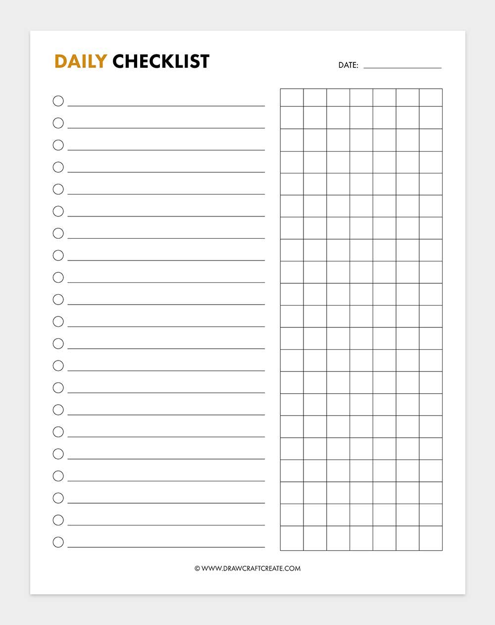 printable checklist template